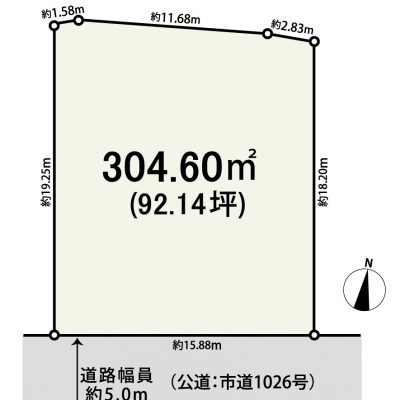 敷地図（敷地面積：約92坪）